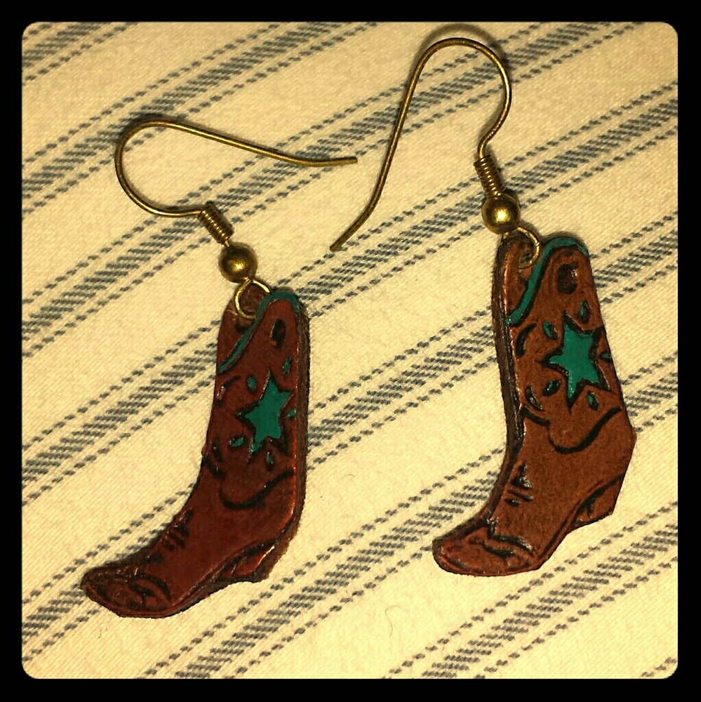 Western cowgirl boot earrings